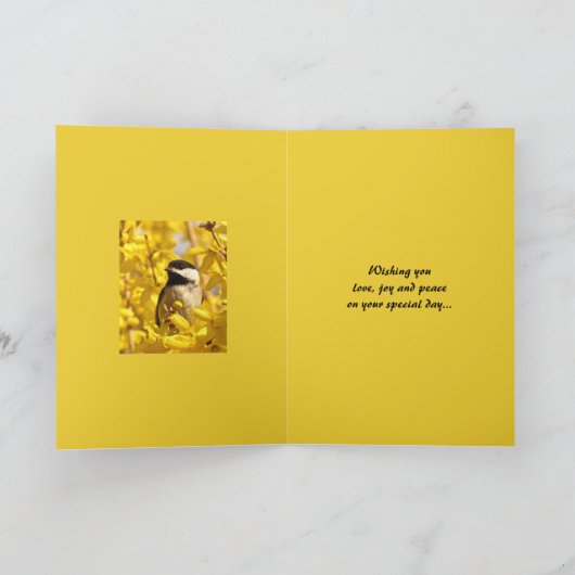 黄色の《鳥》アメリカゴガラの鳥によっては父の日が開花します カード (内部)