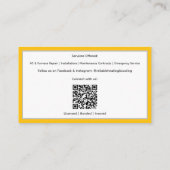 黄色のACユニット加熱冷却Hvac名刺 名刺 (裏面)