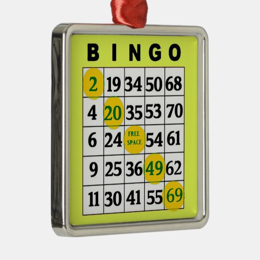 黄色のBINGOカード | BINGO愛好家のギフトクリスマス メタルオーナメント (右)