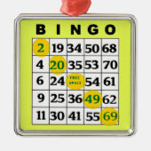 黄色のBINGOカード | BINGO愛好家のギフトクリスマス メタルオーナメント (正面)