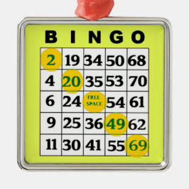 黄色のBINGOカード | BINGO愛好家のギフトクリスマス メタルオーナメント