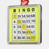 黄色のBINGOカード | BINGO愛好家のギフトクリスマス メタルオーナメント (左)
