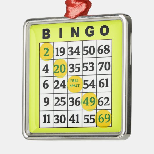 黄色のBINGOカード | BINGO愛好家のギフトクリスマス メタルオーナメント (左)