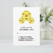 黄色のD20サイコロ応答カード 出欠カード (スタンド正面)