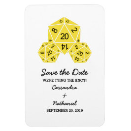 黄色のD20サイコロ日付磁石を保存 マグネット