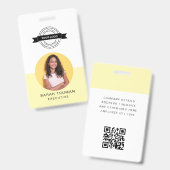 黄色のIDカード |会社員QR バッジ (正面&裏面)