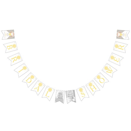 黄色のposyブライダルシャワーの写真のバンティングフラグ バンティングフラッグ (全)