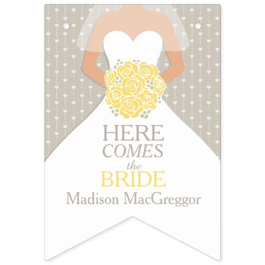 黄色のposyブライダルシャワーの写真のバンティングフラグ バンティングフラッグ (第1の旗)