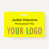 黄色のPVC名バッジ（クリップラニヤードまたはリール付き） バッジ (正面)