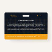 黄色のQRコードフォトIDバッジ | 従業員企業の バッジ (裏面)