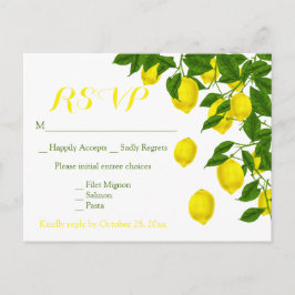 黄色のRSVP水の色レモンズグリーン結婚ズ インビテーションポストカード