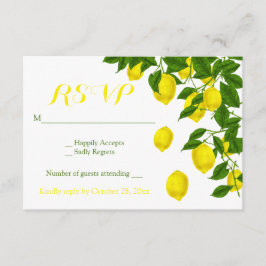 黄色のRSVP水の色レモンズグリーン結婚ズ 出欠カード