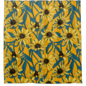黄色のRudbekia シャワーカーテン (正面)