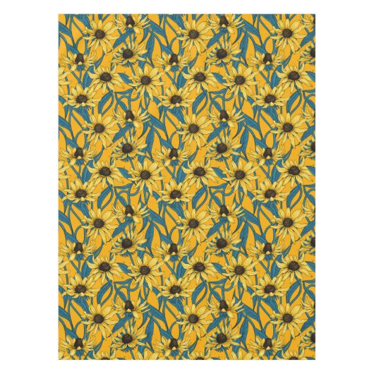 黄色のRudbekia テーブルクロス (正面)