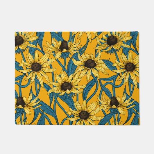 黄色のRudbekia ドアマット (正面)