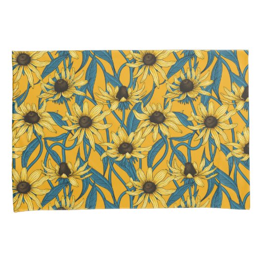 黄色のRudbekia 枕カバー (正面右)