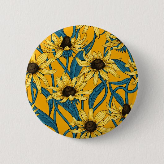 黄色のRudbekia 缶バッジ (正面)