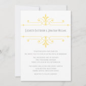 黄色のv2飾ファンシーり付き結婚式の招待 招待状 (正面)