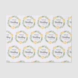 黄色のW/C花の名前と白の日付結婚 薄葉紙