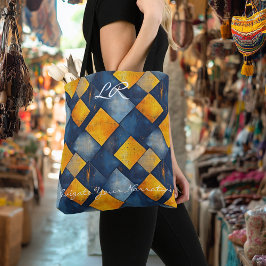 黄色はっきりしたとエレガント青のダイヤモンドトートバッグ トートバッグ