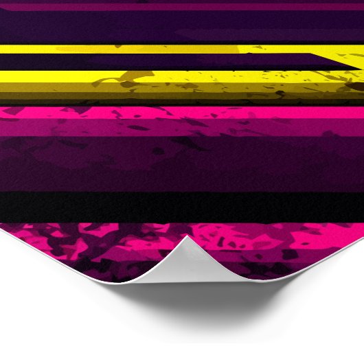 黄色はっきりしたとピンクの対角グランジデザイン ポスター (角)