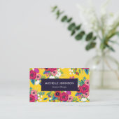 黄色はっきりしたの赤い房宝の花柄 名刺 (スタンド正面)