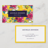 黄色はっきりしたの赤い房宝の花柄 名刺 (正面/裏面)