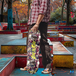 黄色はっきりしたの「ライブto ride」モットー付きグラフィティ スケートボード