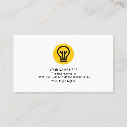 黄色はっきりしたアルファベットH電球プラグのモチーフ電気技師 名刺 (裏面)