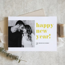 黄色はっきりしたタイポグラフィフォトハッピー2025年 シーズンカード