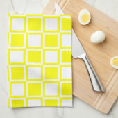 黄色はっきりしたモダン正方形 キッチンタオル (四つ折り)