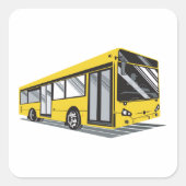 黄色はっきりした市営バス公共交通機関 スクエアシール (正面)