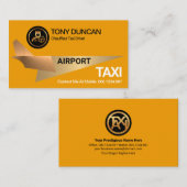 黄色はっきりした金ゴールド素晴らしジェット空港タクシー運転手 名刺 (正面/裏面)