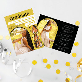 黄色はっきりした黒タイポグラフィ写真卒業 招待状