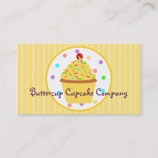 黄色はカップケーキのパン屋かパーティーのプランナーを振りかけます 名刺 (正面)
