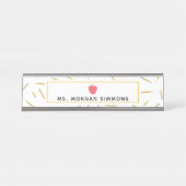 黄色はピンクのAppleの先生のネームプレートを書きます デスクネームプレート (正面)