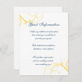 黄色は情報カード結婚式の渦巻きます エンクロージャーカード (正面/裏面)