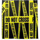 黄色は犯罪現場テープ危険区域を交差させません シャワーカーテン (正面)