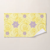 黄色は紫色のはすの花パターンと渦巻きます バスタオルセット (ハンドタオル)