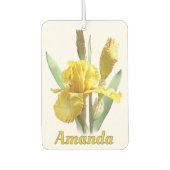 黄色ひげ菖蒲パーソナライズされた花 カーエアーフレッシュナー (正面)