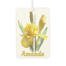 黄色ひげ菖蒲パーソナライズされた花 カーエアーフレッシュナー
