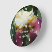 黄色ひげ菖蒲パーソナライズされた花 ラウンド壁時計 (傾斜)