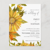 黄色ひまかわいらしわりフローラ結婚式招待状 ポストカード (正面)