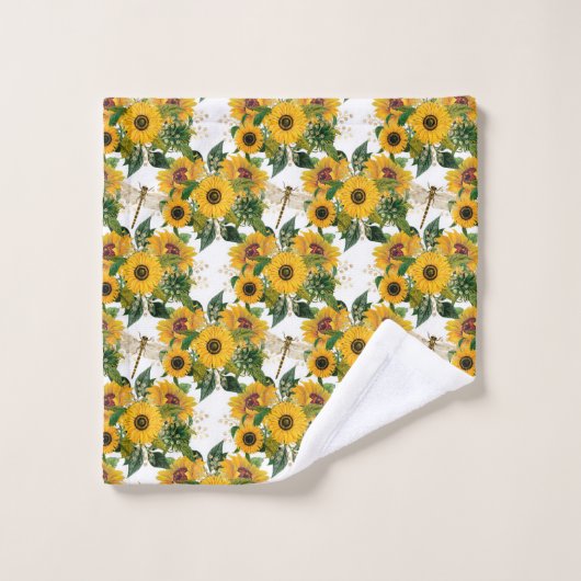 黄色ひまかわいらしフラワーブーケトンフライ ウォッシュタオル (ウォッシュタオル)