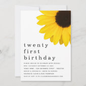 黄色ひまはっきりしたわり21歳の誕生日パーティー 招待状 (正面)