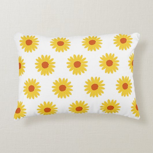 黄色ひまわりかわいらしレトロY2Kパターン アクセントクッション (正面)