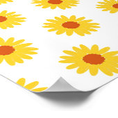 黄色ひまわりかわいらしレトロY2Kパターン ポスター (角)