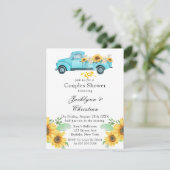黄色ひまわりアクアヴィンテージトラックカップルシャワー 招待状 (スタンド正面)