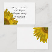 黄色ひまわりウェディングレセプションカード エンクロージャーカード (正面/裏面)