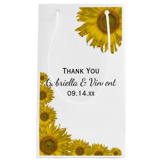 黄色ひまわりエッジありがとうござ結婚う スモールペーパーバッグ (正面)